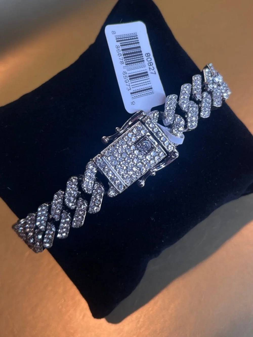 Invicta Men’s Silver-Tone Cubic Zirconia Cuban Link Bracelet - 80827
